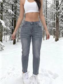 Y2K High Waist Stretchy Skinny Sexy Jeans For Plus Size Women Casual Spring - Dark Grey - View 3