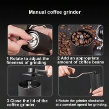 SOKANY Premium Stainless Steel Manual Coffee Grinder With Textured Grid Pattern Handle, Ergonomic Design, Suitable For Home And Office Use, No Power Required, Durable And Easy To Clean, Coffee Bar Accessory - Black - View 4