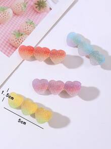 4入女款多色愛心星形果凍感裝飾金屬髮夾，適合日常使用（特殊材質可能導致色差，請以實品為準），髮爪夾 - 彩色 - 查看 2