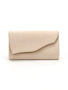 杏色女款晚宴包，信封設計，派對婚禮女孩手提包配鏈條肩帶，單肩手拿包，天鵝絨時尚錢包 - 杏色 - 查看 4