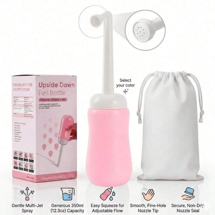 1pc Portable Travel Perineal Wash Bottle, Leak-Proof Female Cleansing Spray Bottle, Large Capacity Handheld Portable Bidet Washer, 350ML, Random Style Packaging Box And Bag - Multicolor - View 1