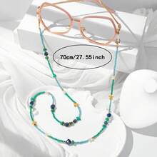 1件極簡時尚石晶珠飾眼鏡鍊 防遺失 - 藍色-482 - 查看 5