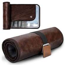 Neceser de aseo para hombres, artículos esenciales de viaje, bolsa de aseo de viaje, resistente al agua, organizador compacto para higiene, kit de afeitado, regalos para hombres - 1. café elegante (piel sintética) - Ver 1