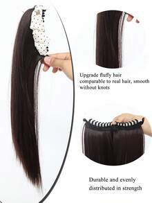 16 Inch Deep Brown Long Straight Synthetic Heat-Resistant Clip-In Ponytail Hair Extension Banana Clip Hairpiece Natural Soft Hair Accessory Beach Claw Clips Vacay Hair Clips - Multicolor - View 5