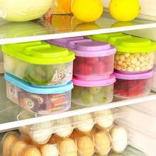 1pc Stackable Refrigerator Storage Box With Lid, Sealed Tank Multi-Grain Food Storage Box, Bathroom Plastic Container Multi-Functional Finishing Box - Pink - View 7