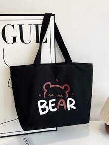 Minimalist Printed Canvas Tote Bag - Multicolor - View 10