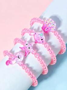 4/5pcs/Set Girls Cute Resin Ocean Animal Beaded Bracelet Set, Suitable For Daily Wear, Holiday Party Gifts For Kids - one-size - View 4