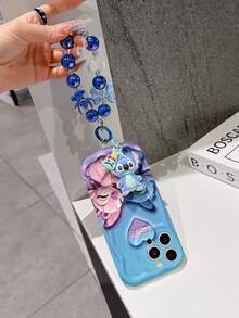 Disney Has Authorized, Phone Case - Chain Set, The Stitch Lilo & Stitch 3D Phone Case Plus A Silicone 3D Stitch Bracelet With Metallic Ring Removable Bracelet, Stitch And Angel Pattern, Compatible With Iphone17/16/15/14/13/12/11/XS/XR/X Plus Pro Max, A Stylish Cartoon Phone Case, The Perfect Gift Choice, Phone Protection, Durable Phone Cover, Great Gift For Friends And Family. - 白色 - 查看 5