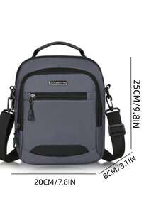 1 buah Tas Selempang Desain Modis dan Niche dari Kain Nilon Warna Polos, Penutup Resleting, Cocok untuk Pria Saat Bepergian, Pesta, dan Berbelanja - Grey - View 5