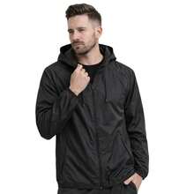Men's Lightweight And Comfortable Waterproof Windbreaker Jacket, Plain Casual Style - Black - View 1