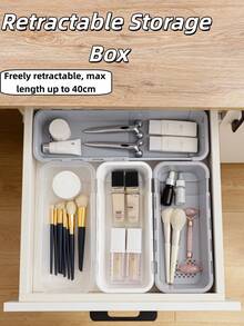 1pc Adjustable Expandable Drawer Organizer Tray, Divider For Makeup Brushes, Foundation, Skincare Bottles, Multi-Grid Vanity Drawer Organizer For Bathroom & Cabinet - Multicolor - View 11