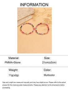 2pcs/Set Bohemian Vacation Style Seed Bead Random Beaded Colorful Anklets, Fashionable Marine Creature Beach Vacation Foot Jewelry, Suitable For Daily Wear And Beach Travel, Random Color Arrangement Of Seed Beads - Multicolor - View 5