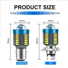 Heyword 1pc H4 H6 BA20D LED Motorcycle Headlight, Dual Color White/Yellow High/Low Beam Projector Lens Light, Universal Motorcycle Scooter Driving Fog Light Replacement - H4 White Yellow-15000LM - View 2