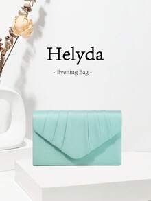 Helyda 1件薄荷綠時尚高端天鵝絨翻蓋手拿包晚宴包，迷人優雅女款商務包，適合女性日常使用，手拿包/手提包/單肩包/斜挎包，可用於婚禮/派對/舞會/晚宴及其他聚會 - 薄荷綠 - 查看 11