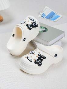 ASOFTER Spring/Summer New Niche Design Bear Clog Shoes For Women, Thick Sole Daily Commute Slippers, Comfortable Soft Bottom Sandals For Home And Vacation - White - View 3