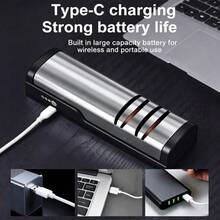 SOKANY Electric Knife Sharpener, Multi-Function Professional Sharpener, One-Touch Quick Sharpening, 2-Level Thickness Adjustment, Type-C Charging (Built-In 1200mAh Lithium Battery), Suitable For Kitchen Knives/Fruit Knives/Scissors - Silver - View 9