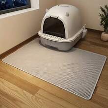2-Layer Honeycomb Cat Litter Mat, Non-Slip Waterproof Litter Box Pad, Suitable For Floor, Litter Carpet, Cat Supplies, Fit For Medium/Small Cats And Small Dogs - Grey - View 1