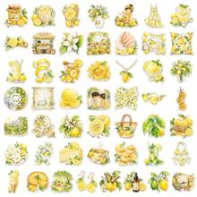 50張「Endless Lemon Summer」奇幻柑橘花園透明PET貼紙，柔和水彩黃綠鄉村生活插畫貼紙，適用於拼貼藝術、禮物盒裝飾、節日手工用品與學校用品 - 7*6*1 - 查看 8