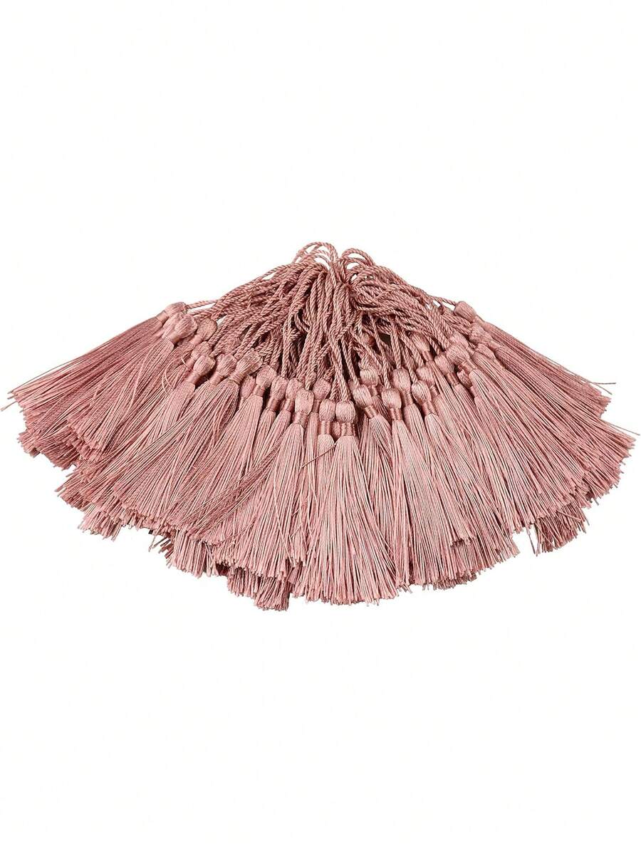 20/50/100pcs 13cm/5inch Silky Thread Bookmarks With Tassels, 2inch Rope Loop And Small Chinese Knot, Suitable For Jewelry Making, Souvenirs, Bookmarks, DIY Craft Accessories - 13cm Lotus Root Starch - View 1