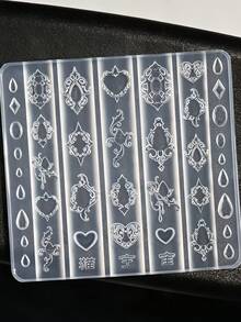 1pc Artistic Nail Art Mold Vintage Baroque Gemstone Pattern DIY Nail Accessories 3D Embossed Silicone Mold Essential Tool For Nail Artists - Clear - View 13
