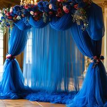 1 Roll, Deep Blue Multi-Function Gauze Curtain Single Roll With Multiple Size Options, Commonly Available Large Sizes (90m / 295ft, 50m / 164ft). Semi-Transparent Fabric With High-End Texture, Durable And Strong, Able To Create An Outstanding Atmosphere; Fine Craftsmanship, Soft Texture, Highly Shapeable. - Sapphire Blue - View 5