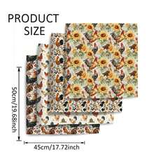 4pcs Chicken Style Sunflower Polyester Thickened Fabric Set Quilted Patchwork Suitable For DIY Handicraft Decoration, Gift Packaging, Quilted Quilt, Cute Sewing Fabric, Gift - Default - View 8