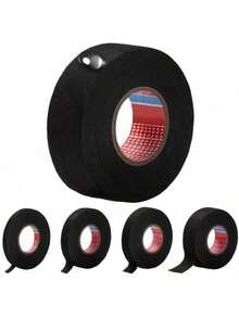  Automotive Wiring Harness Tape, Black Fabric Cloth Tape, Heat Resistant, Self-Adhesive, Noise Damping, Anti-Vibration, Waterproof, High Temperature Resistant, For Car Electrical Looms Insulation  - Flame Retardant Tape - View 4