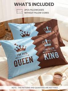 1/2 piezas Fundas de almohada estampadas sin relleno, fundas de almohada de tela suave, múltiples patrones disponibles, suaves y transpirables, amigables con la piel y cómodas, textil para el hogar acogedor, adecuado para ropa de cama del hogar y artículos esenciales de ropa de cama para dormitorios escolares, fundas de cojín de sofá - Multicolor - Ver 3
