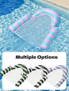 Portable Foldable U-Shaped Backrest Water Float, Colorblock Striped Hollow Mesh Inflatable Floating Chair, Outdoor Beach Hot Spring Water Play Floating Mat - U-shaped - View 6