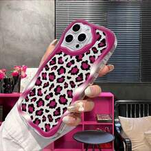 1pc Glossy Leopard Print TPU Wavy Pattern Shockproof Phone Case With Precise Cutouts, Minimalist Style, Compatible With IPhone17pro/17promax/17Air/17/16e/16/15/14/13/12/11/Galaxy S26/S24/S25/S23/GalaxyA57/A37/A17/A07/ Note13Pro/Note14Pro/ A3x/A60/ Smart 8/ Hot 40i/ Series Birthday Gift - Clear - View 4