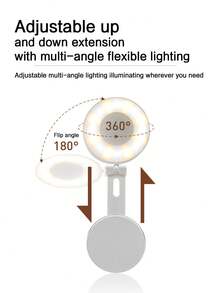 Creative Telescopic Magnetic Phone Fill Light, Suitable For Room, Living Room, Car, Live Streaming, Photography, Selfie, Video Conference, Phone Fill Light, 3-Level Adjustment, Dial Adjustment For Color Temperature And Brightness, Convenient To Carry - Fill Light - View 7