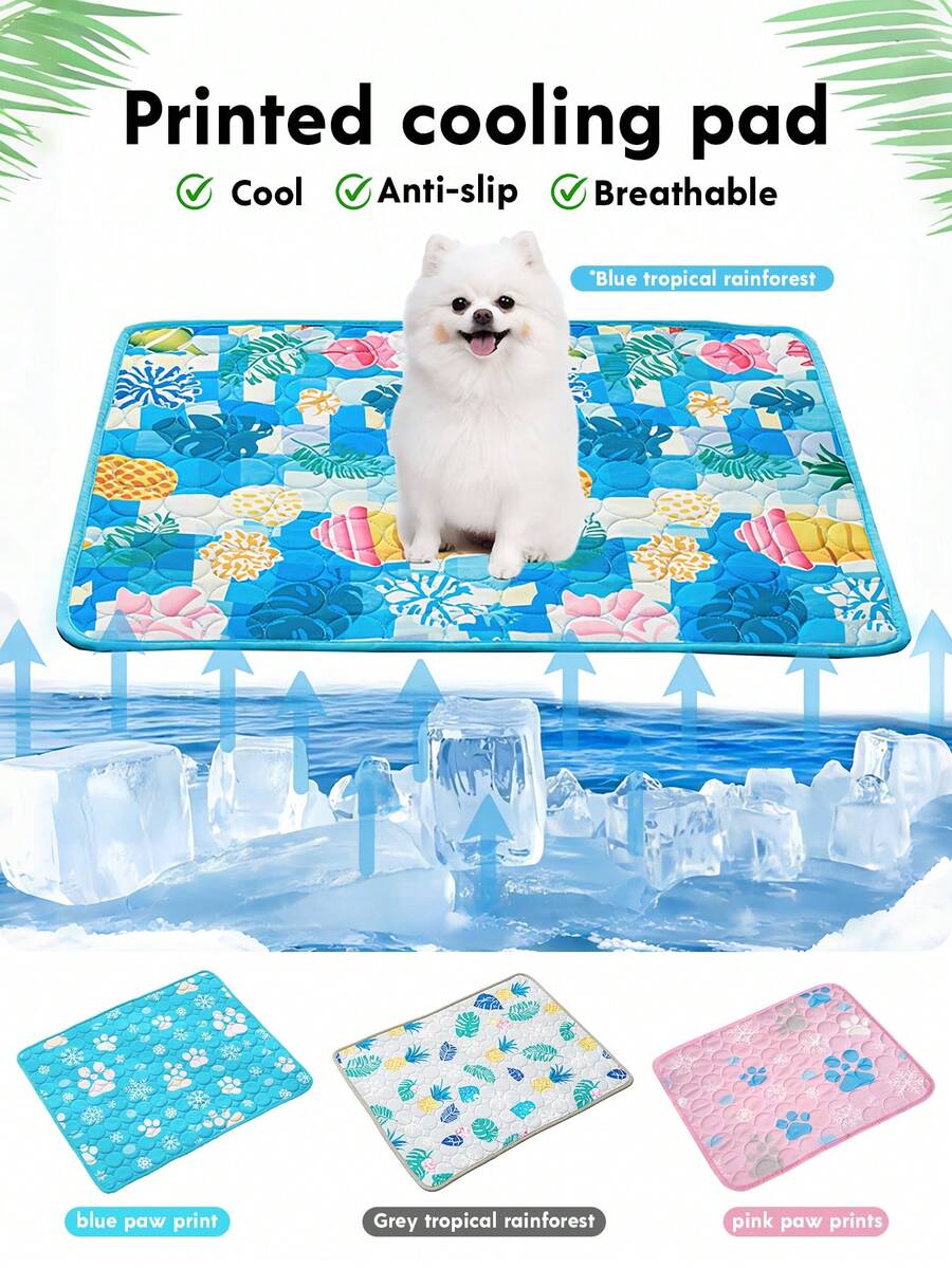 防水耐用狗冷卻墊，透氣夏季寵物床冰絲冷卻墊 - (可機洗) - 適合小型/中型/大型貓狗，表面採用冷卻絲材質，讓您的寵物保持涼爽舒適 - (40*30cm 適合小型寵物，建議狗選擇中型或大型)