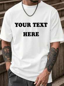 Camiseta Blanca Personalizada para Hombre con Texto Personalizado, Ingrese su Propio Texto/Nombre/Mensaje/Frasi Divertida/Bendiciones, Camiseta Blanca, para Vacaciones, Aniversario, Ropa par - Blanco - Ver 1