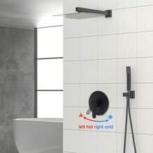 Round Shower Handle Valve, Single-Function Wall Mount Shower Valve Brass Faucet Valve, Black Hot & Cold Rough-In Mixer For Bathroom Kitchen Home Bathroom Decor Summer Bathroom Accessories - Black - View 8