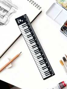 1pc Clear Plastic Music Note Ruler, 15cm Straightedge, Piano Keyboard Design, Minimalist Creative Style, All Season, For Students Teachers, School Exams Classroom Office Gift Stationery - Multiple Styles - View 5