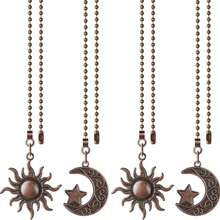 Ceiling Fan Pull Chain Set, 4pcs Moon Pattern Pull Chain Extension, Ceiling Fan Pull Chain Pendant, 12 Inch Ceiling Fan Chain Extender With Ball Fan Chain Connector - Moon and Sun - View 1