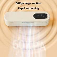 Automatic Vacuum Sealer, Type-C 1500mAh, Includes 10 Bags, 40W, 60KPa Suction, One-Touch Operation, Can Seal Textured/Smooth Bags/Canisters, Suitable For Wet/Dry Foods, Home/RV/Camping - Milky White - View 6