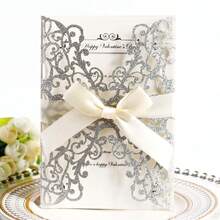 Gold Glitter Hollow Rose Design Wedding Artificial Flowers, Includes Envelope And RSVP Card, Pre-Tied Ribbon, Perfect Gift For Weddings, Bridal Showers, Engagement Parties, Anniversaries - A - View 15