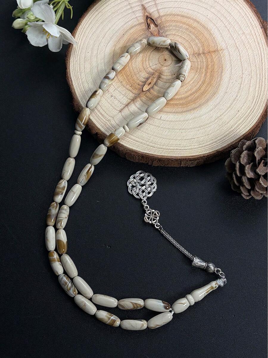 1pc Muslim 33-Bead Acrylic Rice Grain Short Simple Tasbih Prayer Beads For Daily Wear - Multicolor - View 1