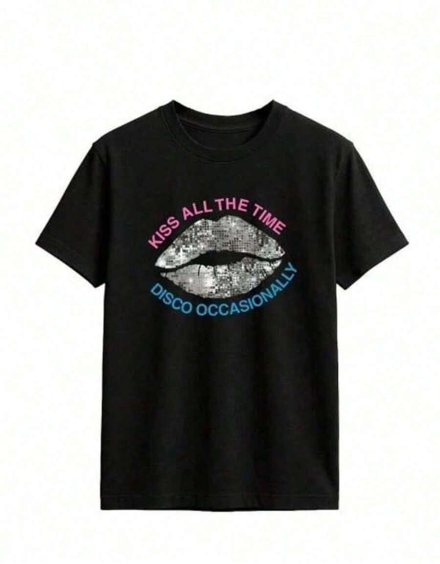 Unisex Men's Short-Sleeved Tour Shirts, Men's T-Shirts, Men's Clothing, Men's Sweatshirt, Men's Sets, Sweatshirts - 黑色 - 查看 1