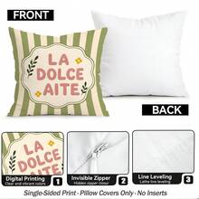 4pcs Colorful Striped Citrus Lemon Text Design Pattern Pillow Covers Without Inserts, Single-Sided Printed Pillow Covers, Suitable For Living Room Bedroom Home Decor, All Seasons Pillow Covers - Multicolor - View 4