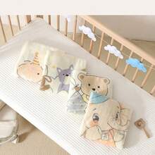 Soft Baby Blanket With Cute Cartoon Bear And Starfish Pattern - Comfortable Baby Swaddle, Machine Washable, Multiple Colors Available, Versatile Nursery Decor, Suitable For Newborns And Toddlers, Baby Blanket, Fun Design, Durable Baby Blanket - Multicolor - View 5