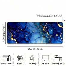 1 Extra-Large Blue Marble-Patterned Mouse Pad - Non-Slip Rubber Base, Durable & Washable Desk Mat; HD Print - Ideal For Gaming, Office Use, And Home Decor - Mouse Pad - View 2