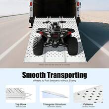 Kangten Aluminum Tri-Fold Ramp With Treads, Extra Wide Loading Ramp 1500 Lbs Capacity, 54"*77" Heavy Duty Trailer Ramps For ATV, UTV, Motorcycle, Lawn Mower A Nice Gift - Default@QC9PUS8WWDYB8*1 - View 2