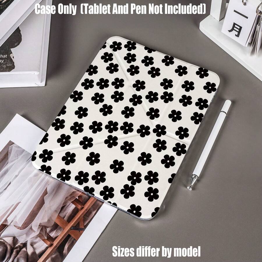 Funda protectora para tableta de acrílico de alta transparencia con patrón floral negro y pliegue en Y con ranura para lápiz. Funda protectora de acrílico de alta transparencia con pliegue en Y. Características de la funda protectora para tableta: diseño de soporte tríptico en forma de Y, modo inteligente de suspensión/activación, protección de cobertura completa, marco amortiguador anti-caídas, soporte multiángulo, ranura para lápiz incorporada, ligera y portátil. - Multicolor - Ver 1