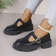 Women's Mary Jane Shoes, French Style Retro Round Toe Single Strap Loafers With Thick Sole, New Spring/Autumn For Back To School, Graduation, Wedding, Party, Christmas, Spring Festival, - Black - View 4