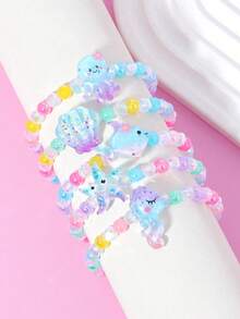 4/5pcs/Set Girls Cute Resin Ocean Animal Beaded Bracelet Set, Suitable For Daily Wear, Holiday Party Gifts For Kids - one-size - View 5