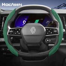 Hocasen 適用於 Renault Alcantara 麂皮方向盤套 新款運動設計 分段式防滑 快速安裝 超薄 適用於 Sandero/Clio/Duster/Captur/Master/Kwid/Trafic/Austral/Arkana/Megane/Kangoo/Express/Megane-E/Kardian 黑色 咖啡棕 摩卡棕 - Segmented Sport Suede Steering Wheel Cover - 查看 2