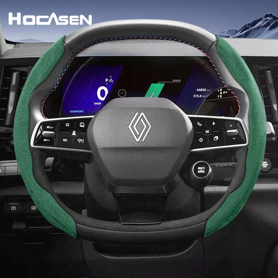 Hocasen 適用於 Renault Alcantara 麂皮方向盤套 新款運動設計 分段式防滑 快速安裝 超薄 適用於 Sandero/Clio/Duster/Captur/Master/Kwid/Trafic/Austral/Arkana/Megane/Kangoo/Express/Megane-E/Kardian 黑色 咖啡棕 摩卡棕