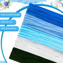 250/500 Peças Hastes de Chenille para Buquê DIY, Hastes de Flor de Chenille para Buquê de Formatura Feito à Mão, Varas de Pelúcia de Flor Feitas à Mão, Projeto de Arte de Presente DIY (Cor Azul, 12 Polegadas) - Multicolorido - Visão 6